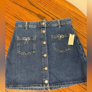 Anthropologie galentines daytrip denim rhinestone skirt new with tags cute